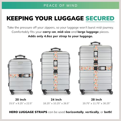 Image of Hero Luggage Straps for Suitcases (2-Pack) Heavy-Duty Adjustable Luggage Belt with Duraflex Buckle & Built-in Luggage Tag - Checked Bag & Carry-on Travel Essentials