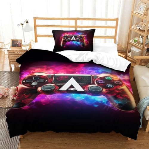 Housse de couette E imprimée 3D avec fermeture éclair pour lit une place - 3
