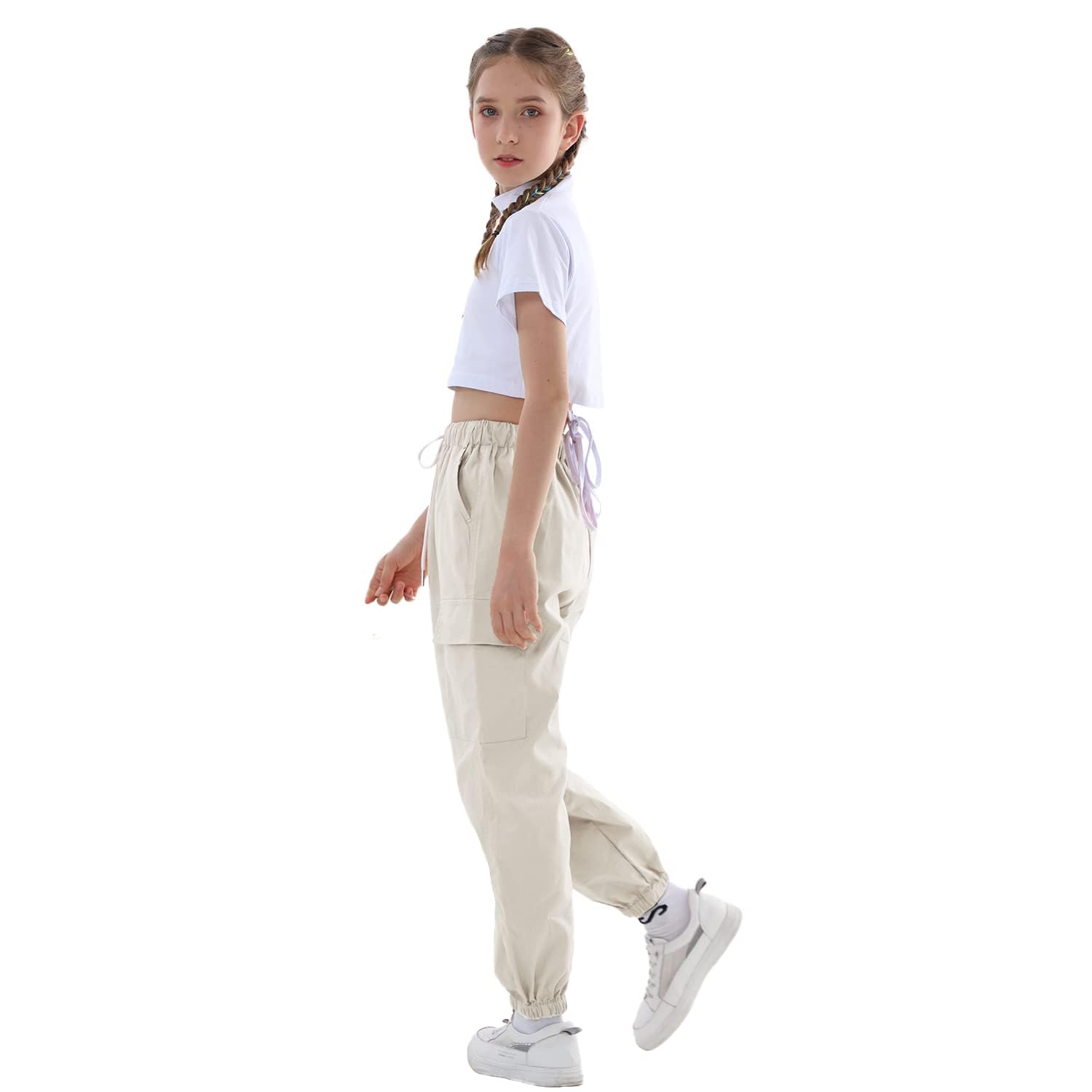 Rolanko Pantalones Cargo Elásticos para Niños Jogger Streetwear Danza