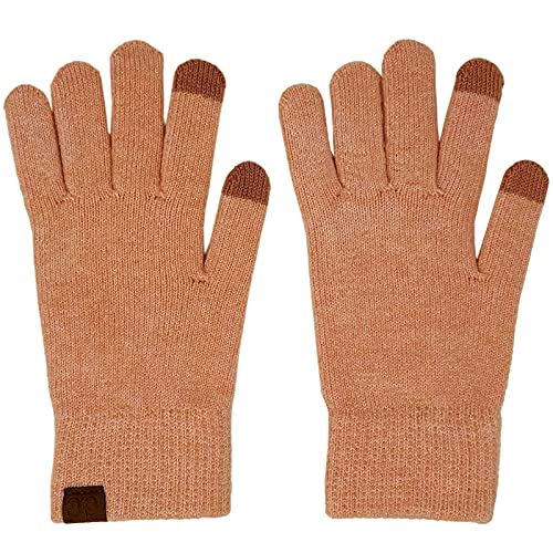 Winter CC Quad Touch Screen Smart Cellphone Finger Tips Warm Soft Gloves (Recycled Fine Yarn Rose Tan)