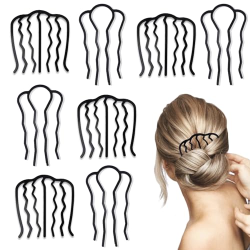 Set de 8 Peines Laterales de Metal Vintage Negro miniatura 1