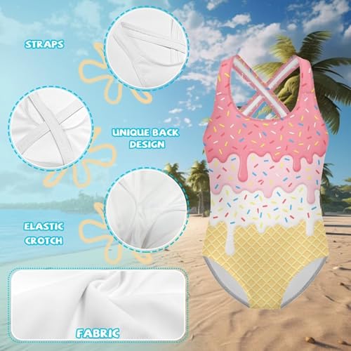 Image of One Piece Swimsuit for Girls Kids Quick Dry Bathing Suit with Crossback Strap Summer Beach Swimwear Size 5T-14
