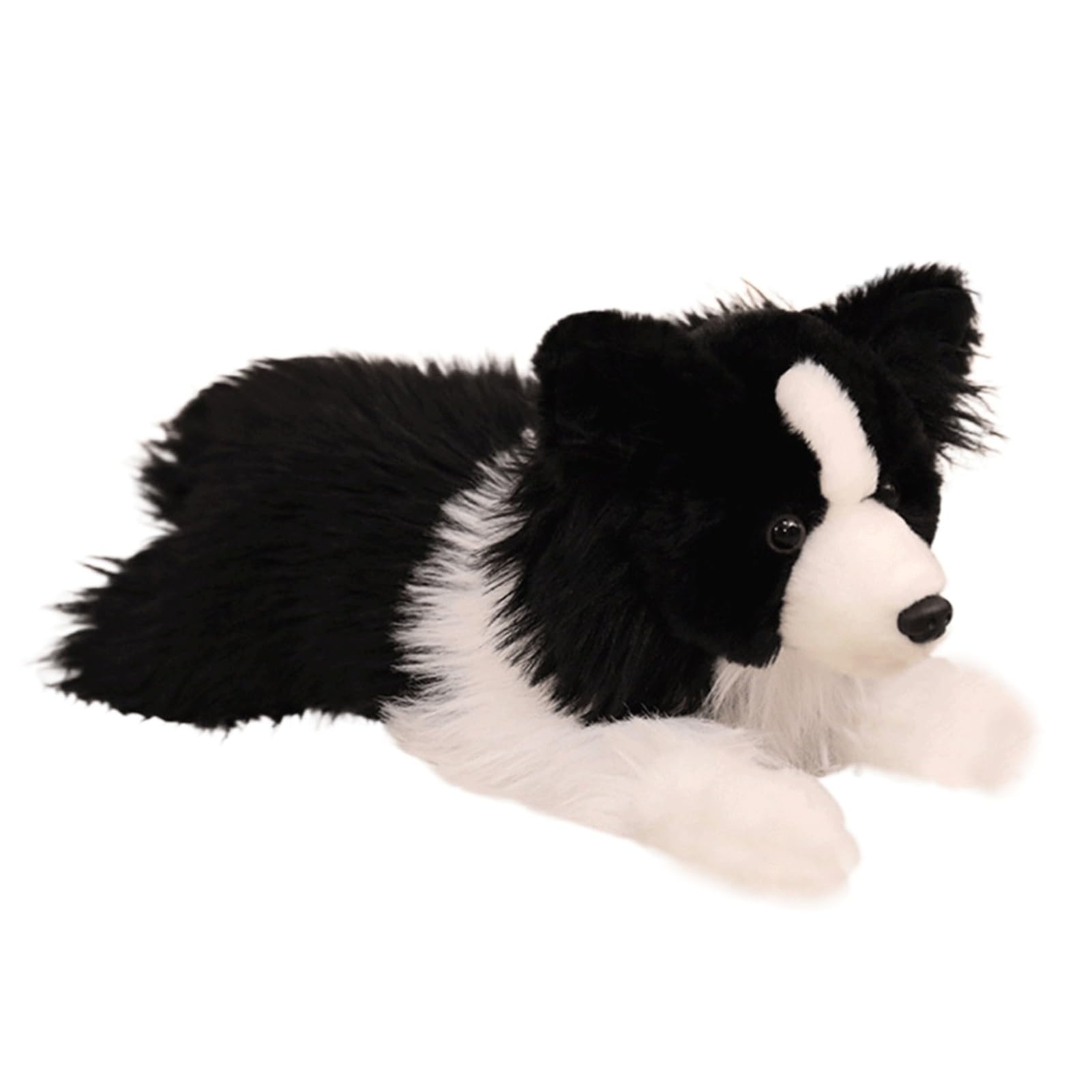 HOMEXYLYL Border Collie Plush Sheepdog Stuffed Animal in Three Poses, Realistic Fluffy Pet Toy for Teens Boys Girls, Heartfelt Gift(Lying Pose)