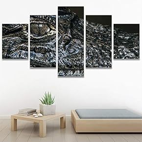 SIGNWIN 5 Panel Canvas Wall Art Alligators Closeup...