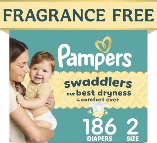 Image of Pampers Swaddlers Diapers, Size 2 (10-22 lbs), 186 Count, Fragrance Free, Hypoallergenic, Absorbent, Pediatrician Recommended, Skin Safe