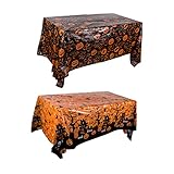 Warmhm 2Stücke Halloween Tischdecke Kürbis für Partys Tischdekoration für Zuhause und Gastronomie Schützt vor Flecken und Kratzern Halloween Dekoration