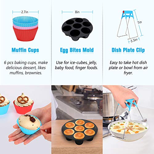 8 Inch Xl Air Fryer Accessories, 19 Pcs Deep Fryer Accessories With Recipe Cookbook For Growise Phillips Cozyna Fits All 4.2Qt - 5.8Qt Air Fryer #TOP3