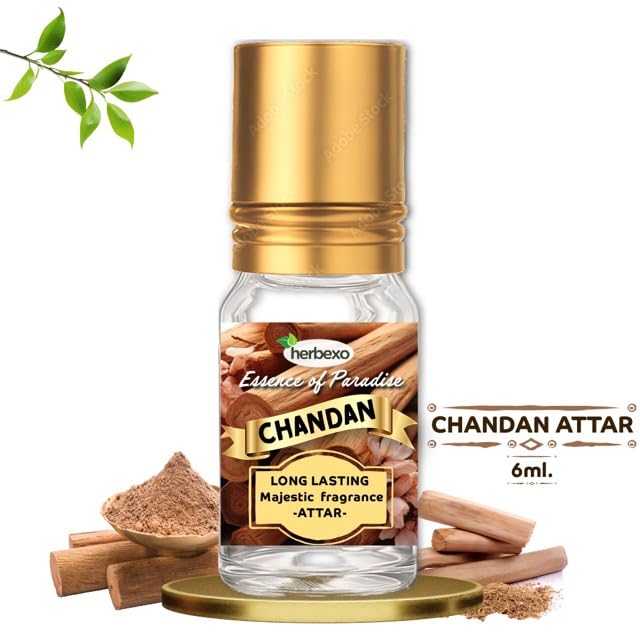 Image of Sandalwood & Harsingar Attar Combo | Pure Natural Ittar /Itra | Long Lasting Woody Floral Perfume Oil | Alcohol-Free Attar for Men & Women | 6ml x 2 Roll-On Bottles