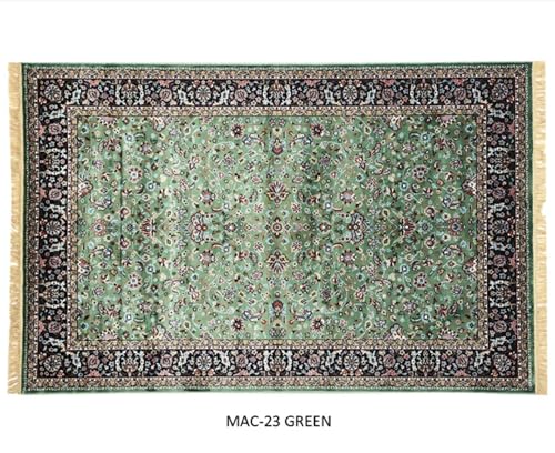 Image of Handmade Pure Silk Carpet 2 x 4 Feet Designer Oriental Silk Rug, Luxury 100% Silk Area Rug Perfect for Living Room, Bedroom & Home Decoration (MAC-23 Green)