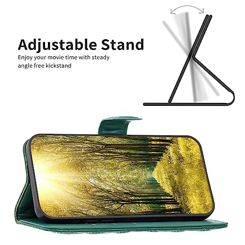 Image of ClickCase for iPhone 15 Plus Puffer Bubbly Soft Faux Leather Back Case Magnetic Wallet Flip Cover for iPhone 15 Plus (Bottle Green)