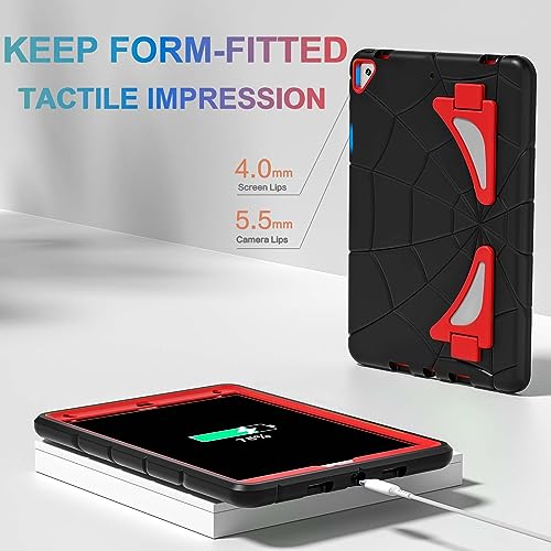 Image of Nitupai iPad Case for 9th /8th /7th Generation 10.2 inch With Screen Protector - Kids Cover for iPad 9 /8 /7, Black+Red