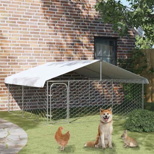 KKHOMEI Gabbia per Cani da Esterno con Tetto Recinto per Cani da Esterno, Sicuro, Box Metallo, 300 x 300 x 150 cm
