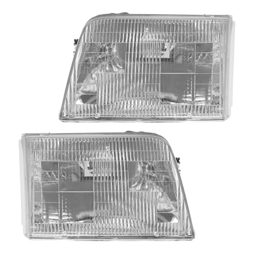 Image of TRQ 2 Piece Headlight Assembly Set Driver & Passenger Side Compatible with Ford Ranger 1993-1997 FO2502119 FO2503115 F37Z13008A F37Z13008B