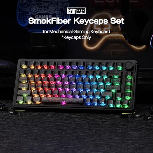 Image of EPOMAKER SmokFiber Keycaps Set - 120 Keys Side-Printed PC Shine-Through Keycaps, Cherry Profile, Non-Slip, MX-Stem Compatible for 61 /68 /84 /87 /98 /100 /104 ANSI Layout Mechanical Gaming Keyboards