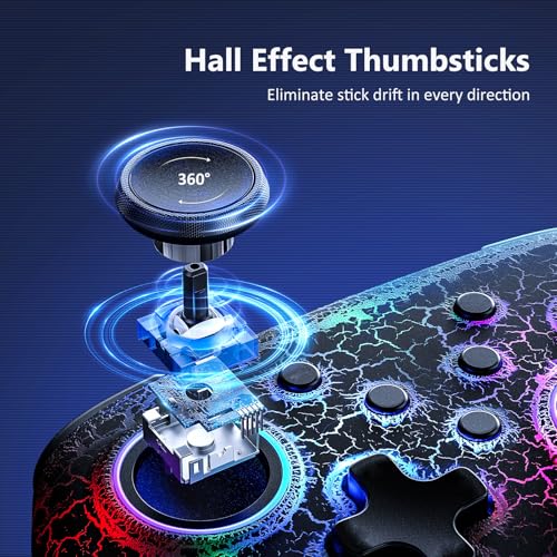 Image of NexiGo Hall Effect Wireless Controller (No Deadzone) for Switch 2 and Switch, Controllers for Nintendo Switch, Bluetooth Switch Controller, Turbo and LED Light (Lightstorm)