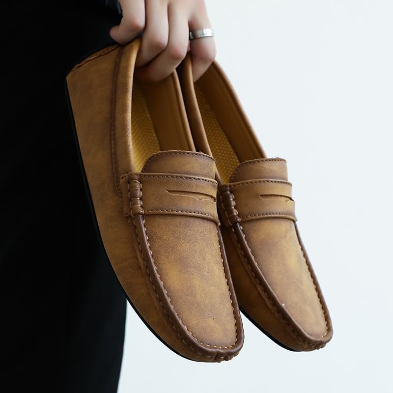 Shoes Men's Low-top Soft-Soled Slip-on Loafers Versatile Comfortable Square-Toed Oxford Shoes for Parties Weddings Driving Men Casual and Breathable Shoes2