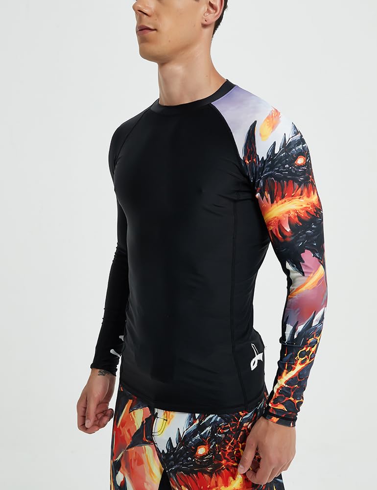 LAFROI - Rash Guard da Uomo, a Maniche Lunghe, con UPF 50+, a Compressione, CLYYB, Uomo