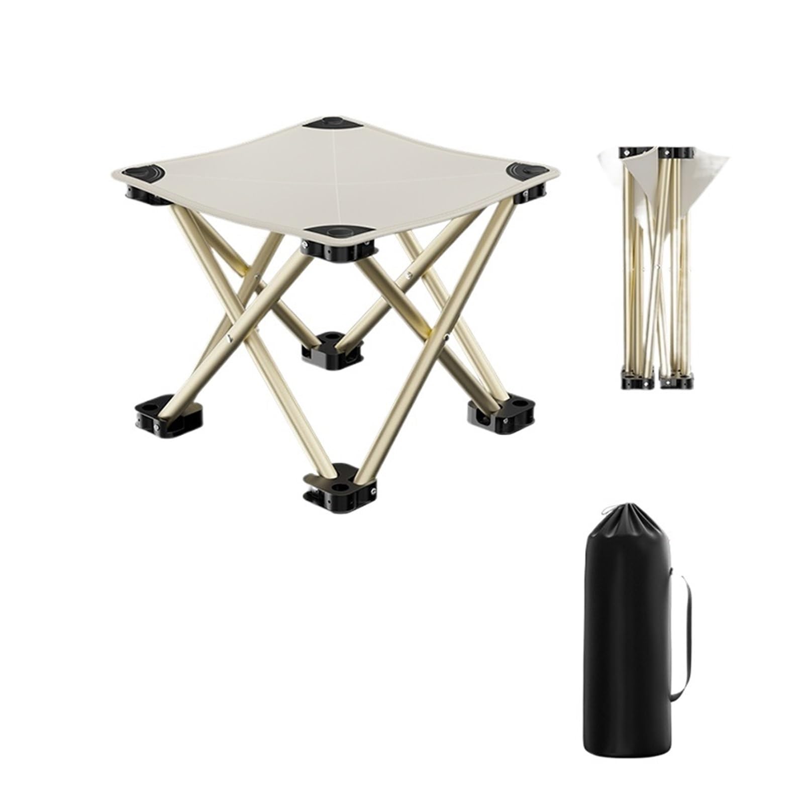 Camping Stool, Camping Stool Outdoor Portable Folding Collapsible Foot Hiking Beach Travel Picnic Fishing Seat Tools(White)