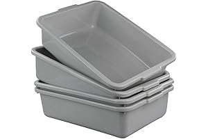 13L Plastic Commercial Bus Box, Wash Tub Basin (4 Packs)