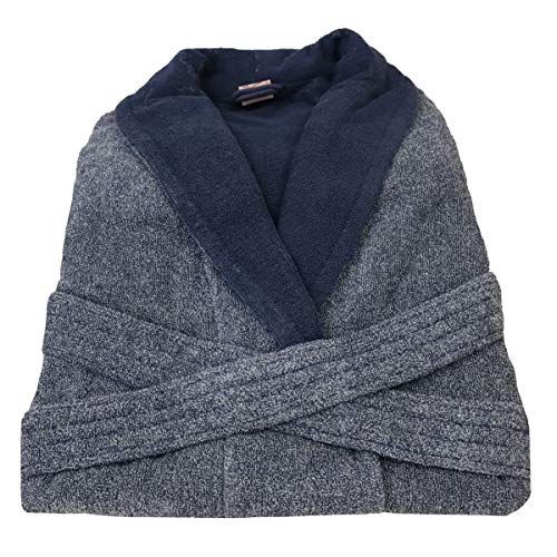 LINANDELLE Peignoir Homme en Coton Bouclette Éponge Rasée Bicolore Cover