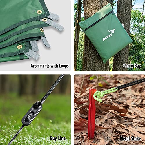 Rottay Waterproof Camping Tarp, Lightweight Hammock Rain Fly Sunshade, Tent Footprint Backpacking Tarp For Camping, Hiking And Outdoor Activities #TOP2