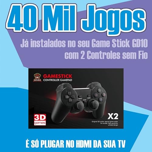 Game Stick GD10 128gb 40 mil jogos com 2 Controles sem Fio