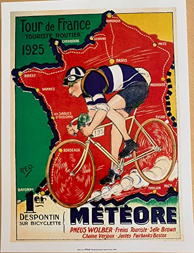 Affiche Tour de France 1925 Bicyclette Météore cadeau idéal cycliste