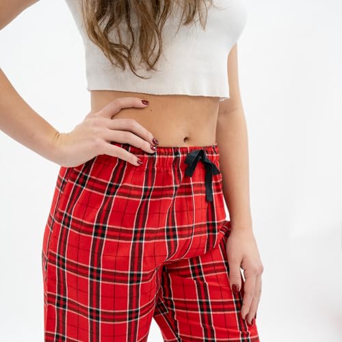 I Love My Boyfriend Plaid Flannel Pajama Pants, Christmas Edition, Red4