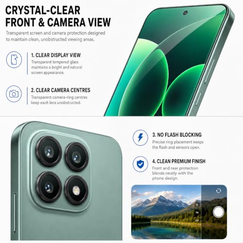 Image of FIRST MART Tempered Glass for Xiaomi 17 5G with Black Camera Ring Guard & Installation Kit | HD Clear Edge-to-Edge Screen Protector, Scratch Resistant, Case-Friendly | Pack of 1
