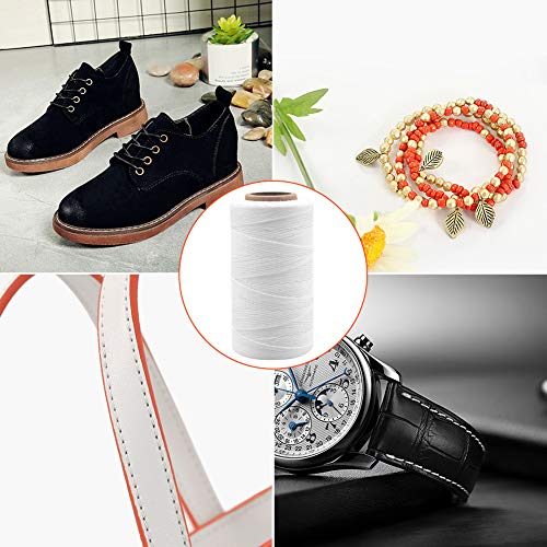 Vivifying 1Mm Waxed Thread, 328 Yard White 150D Waxed Leather Thread With Needles For Bookbinding, Diy Crafts And Sewing Leather Projects #TOP3