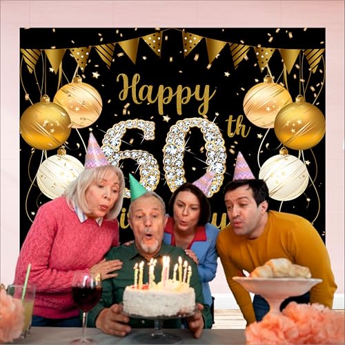 Image of 60th Birthday Backdrop 5x4 Ft | Backdrops for Decoration | Birthday Decoration Backdrop | Banner for Kids Theme Party