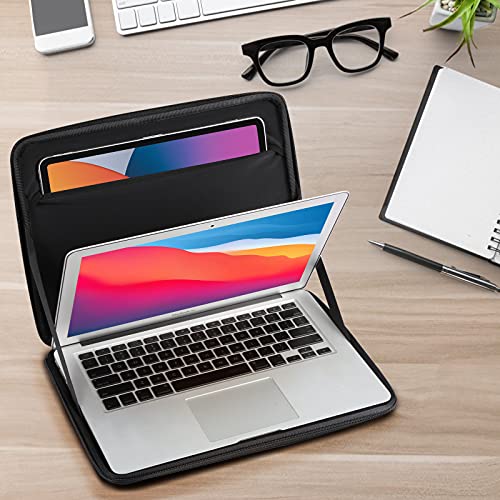 Finpac Hard Laptop And Tablet Sleeve For Macbook Pro 14-Inch M2 M1 2023-2021, Macbook Pro 13 2022-2016, Macbook Air 13 2022-2018, Shockproof Carrying Case With Tablet Pocket For 9.7-12.9'' Ipad, Black #TOP5