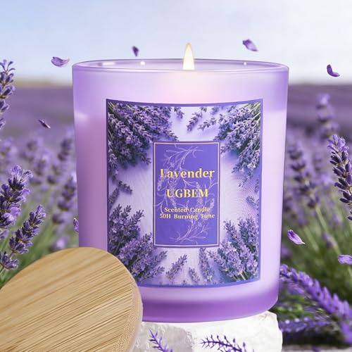 Lavender Candle 50 Hour Soy Wax Jar Candle Purple Sleep Scented Candles Gifts for Women Home Aromatherapy Mothers Day