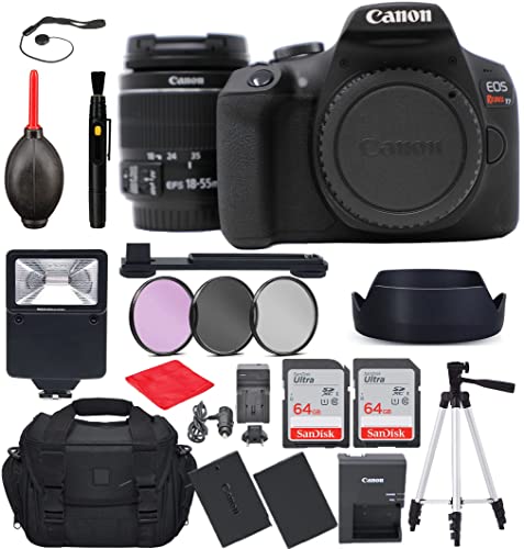 Cámara Canon EOS Rebel T7 DSLR con lente EF-S 18-55mm IS II y accesorios miniatura 1