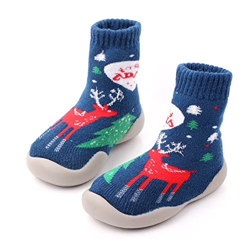 sfdgfhyf Winter Shoes for Toddler Cute Baby Christmas Santa Trees Printed Kids Baby Walking Shoes Animal Knitted Rubber3