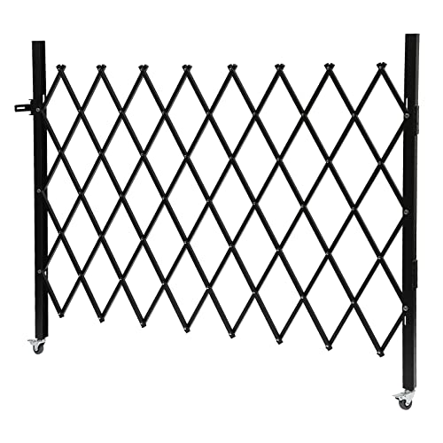 QUSKLISU Single Folding Security Gate, 48'H x 66W, Iron & Aluminum, Black, Targets Animals, Padlock Closure, Wall Mount