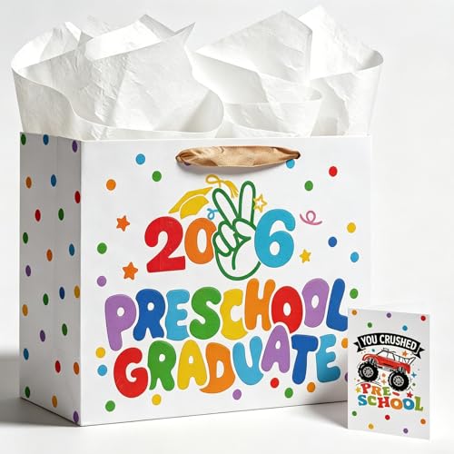 TOTEUSVIA Preschool Graduation Gift Bag Kindergarten Graduation Gift Bags 2026 with Tissue Paper and Greeting Card 13