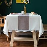 コットンリネンタッセル小さな正方形のテーブルクロスキッチンダイニングリビングルーム屋外パーティー装飾テーブルカバー 90x90cm コットンリネンタッセル小さな正方形のテーブルクロスキッチンダイニングリビングルーム屋外パーティー装飾テーブルカバー 90x90cm