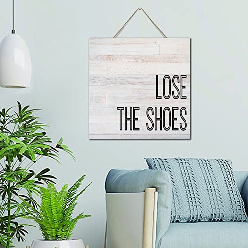 Plaque murale décorative en bois Lose The Shoes 30x30 cm pour entrée