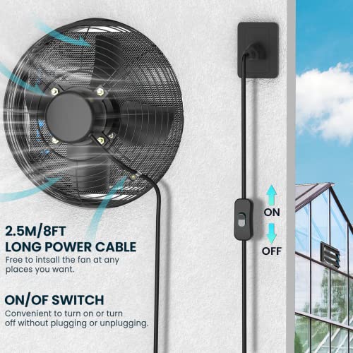 Hg Power 10 Inch Shutter Exhaust Fan With Mesh Screen, 647Cfm Low Noise Shed Exhaust Fan For Ventilation Use, 10" Silent Wall Mounted Extractor Fan For Basement, Gable, Chicken Coop, Black #TOP4