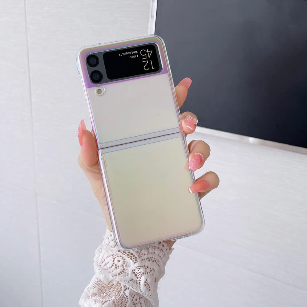 Coque Galaxy Z Flip 4 Couverture de Luxe Laser Gradient PC Hard Bumper Shell