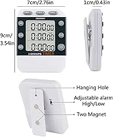 Vista 2 de MOSTRUST Temporizador digital de cocina doble, temporizador de 3 canales, temporizador de cocción triple, pantalla grande, alarma de volumen alto