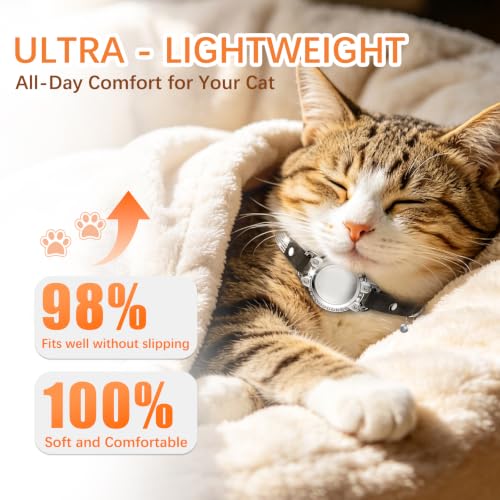 Image of AirTag Cat Collar Breakaway, Rhinestone Collars with Air Tag Holder, Black