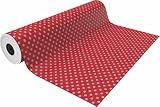 papel regalo bobina 62 cm Papel: LWC 65-70 gr/m2. Bobina Papel Regalo ANDINA, 62 cm. x 85 m. (Puntos Rojos Gruesos)