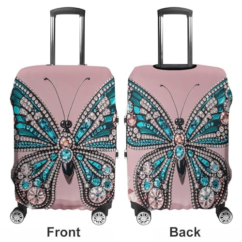 Carry on Luggage Cover Rhinestone Butterfly Suitcase Covers for Luggages Tsa Approved Travel Luggage Sleeve Protector Elastic Suitcase Protector Anti-Scratch Washable Fits 19-30 Inch Case -M3