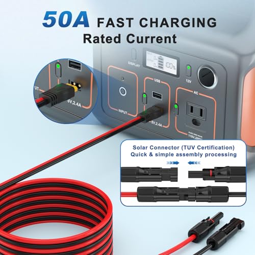 Câble solaire vers XT60 femelle 12AWG de 6m pour station d'énergie - 5