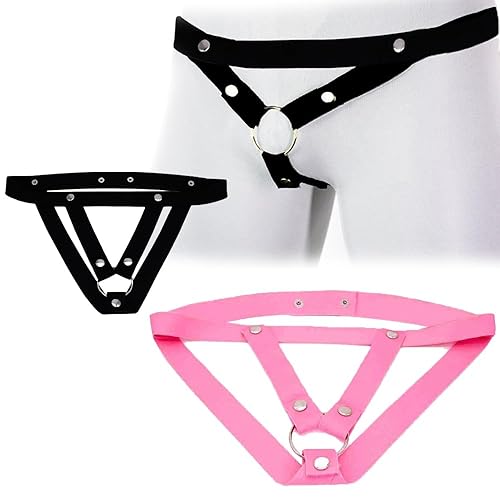 TCSKIOS Invisible Chastity Devices Accessories with PU Three Way Elastic Strap Chastity Scrotum Cock Rings Belt Locked Cock Cage Adult Penis SM Bondage Adult Game Sex Toys for Men & Gay (Black) - Black