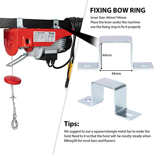 TUFFIOM 440 LBS Lift Electric Hoist Crane, 120V Electric Winches Wire Remote Control, Carbon Steel Overhead Ceiling Mount Garage Pulley, Single/Double Slings