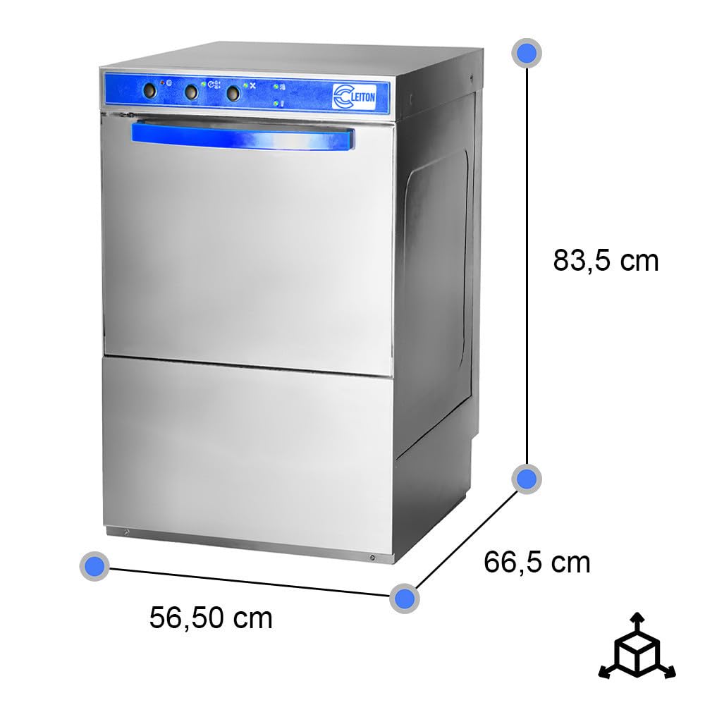 Cleiton® Pro Lavastoviglie Ristorazione |50x50| Lavastoviglie portatile con 2 programmi | 3400W | Lavaggio 2 min |Lavastoviglie libera installazione 565x665x835 mm con pompa Detergente e Brillantante