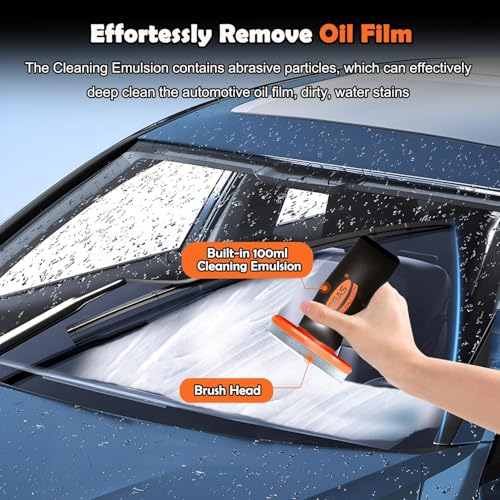 Glass Emulsion, Oil Film Cleaning Brush, Windschutzscheiben Reiniger Scheibenreiniger Auto, Handheld Q4 Glass Guard, Reinigungsbürste für Ölfilme auf Autoglas, für Fenster, Spiegeloberflächen (B)